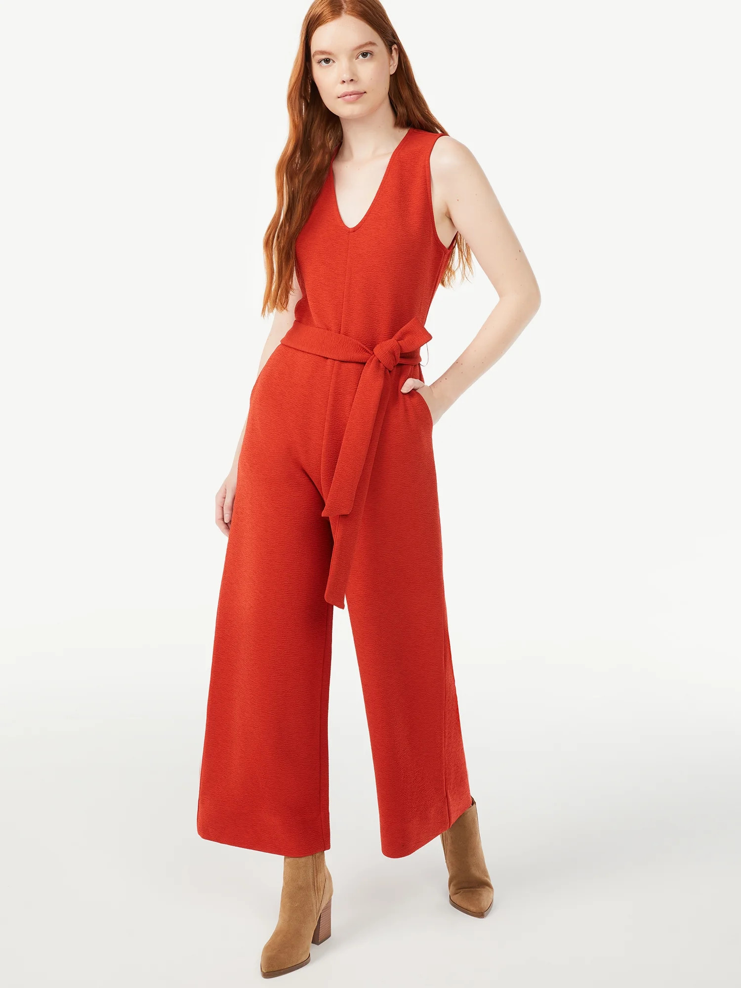 Free Assembly Women's V-Neck Jumpsuit | Walmart (US)