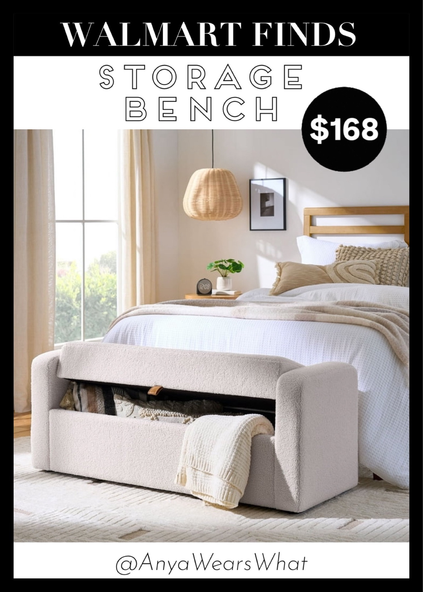 This beautiful Walmart, cream boucle fabric, storage Bench is the perfect addition to any bedroom, providing a stylish seating option and functional. Under $200! 😍

Dimensions: 19.69 x 55.12 x 21.26"

Home, home decor, bench, storage, boucle, sherpa, walmart, deal, sale, bedroom, livingroom, family room.


#LTKHoliday #spring #springcleaning #decor

#LTKStyleTip #LTKSaleAlert #LTKFamily