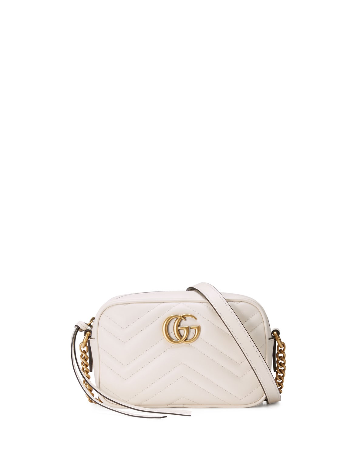 GG Marmont Mini Matelassé Camera Bag, White | Neiman Marcus