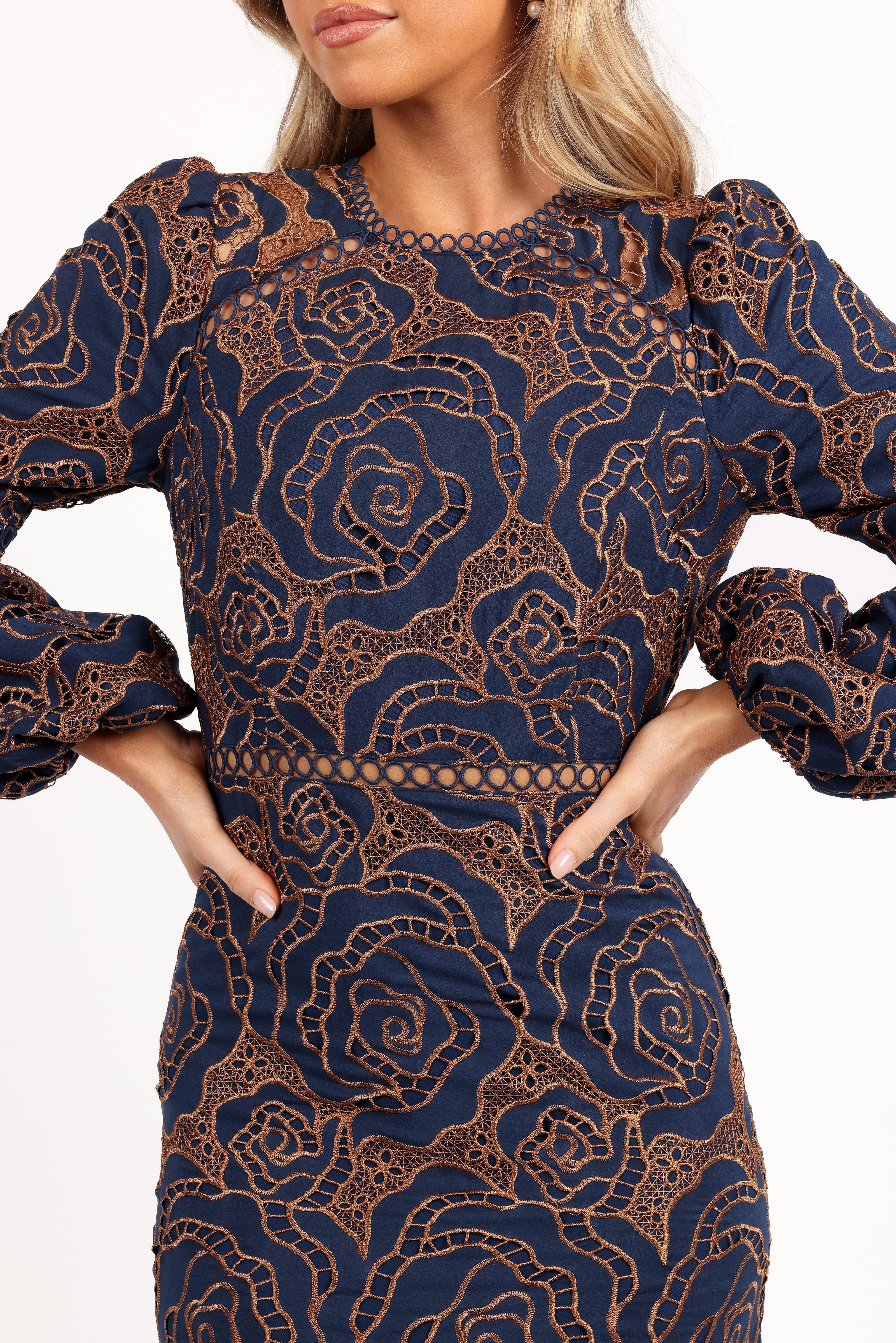 Pierre Long Sleeve Lace Maxi Dress - Navy | Petal & Pup (US)