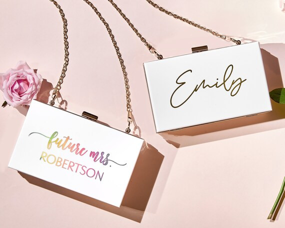 Personalized Acrylic Clutch for Bride | Bride Purse | Bridesmaid Gifts | Custom Wedding Gifts | B... | Etsy (US)