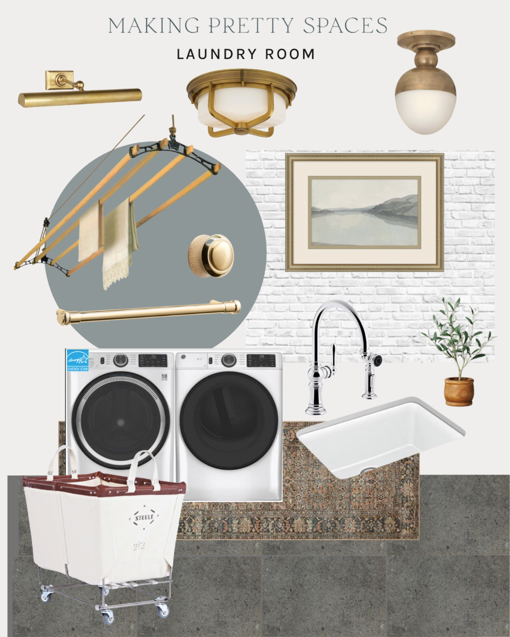 Shop my laundry room mood board sources! 
Stoffer home, GE, Kohler, laundry cart, McGee, Target, rejuvenation

#LTKfamily #LTKhome #LTKstyletip