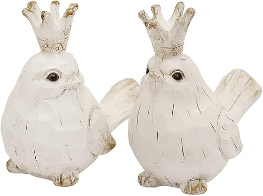 Benjara, White and Brown Benzara BM189526 Distressed Polyresin Figurines Featuring Birds with Cro... | Amazon (US)