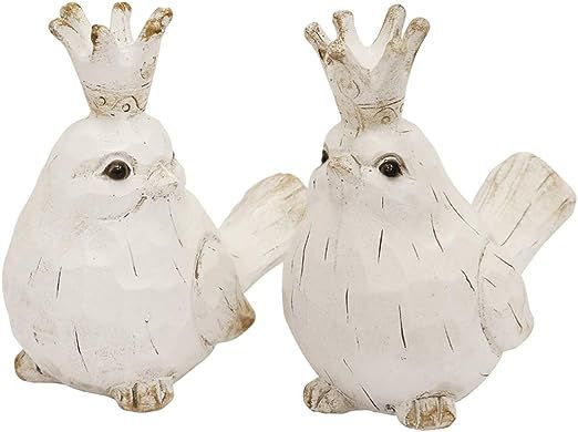 Benjara, White and Brown Benzara BM189526 Distressed Polyresin Figurines Featuring Birds with Cro... | Amazon (US)