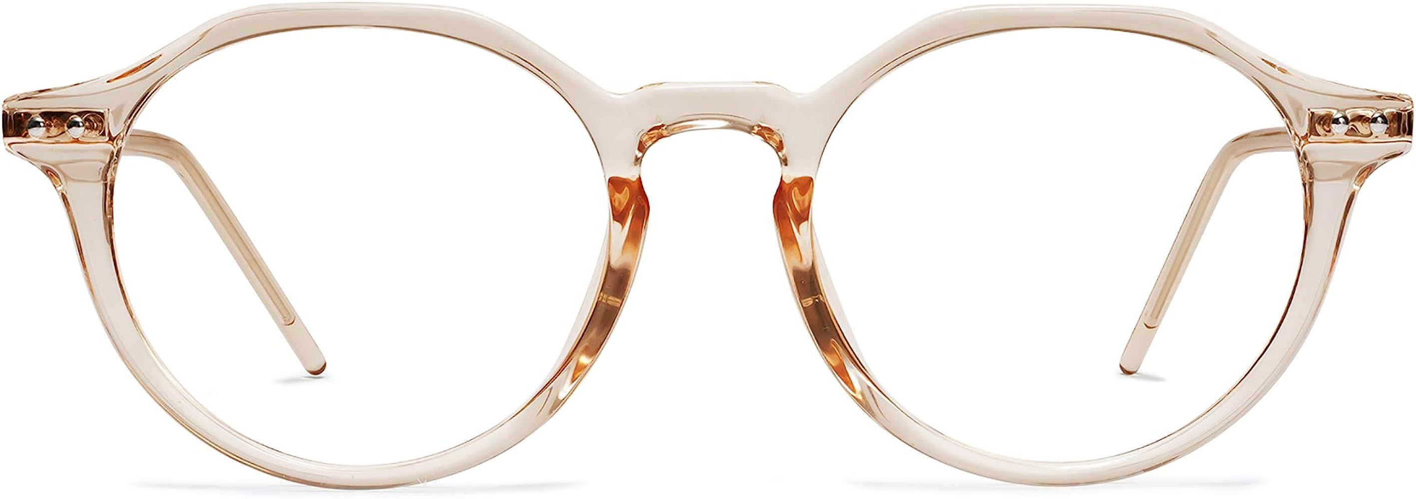 Polygon Round Blue Light Blocking Glasses for Men Women TR90 Eyewear Frame MOCHA SJ5093 | Amazon (US)