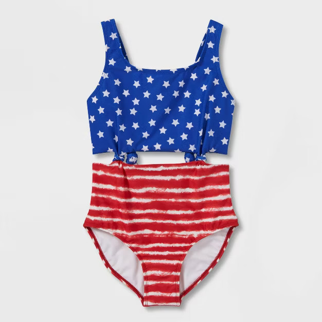 Girls' Star Print Striped One Piece Swimsuit - art class™ | Target