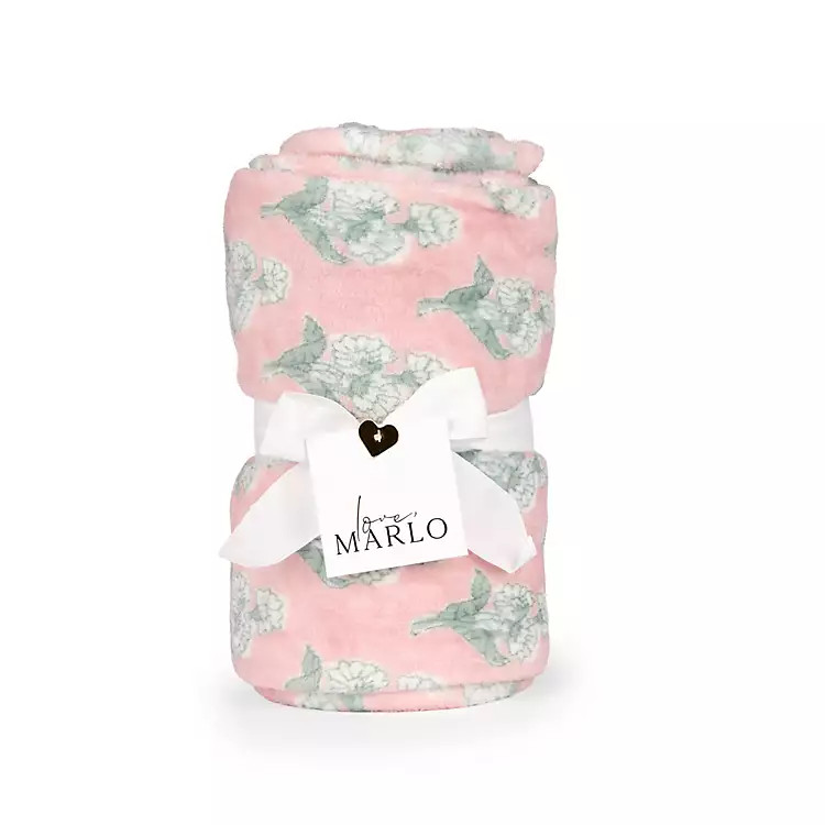 New! Rose Floral Block Print Fleece Throw | Kirklands