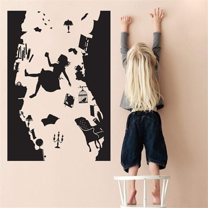 Siehu Alice in Wonderland Wall Sticker Art Vinyl Home Decor Falling Down The Rabbit Hole Wall Dec... | Amazon (US)