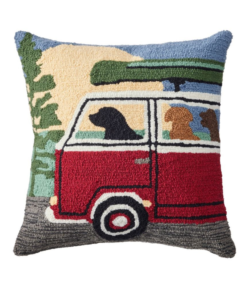 Indoor/Outdoor Hooked Pillow, Camping Trip | Throw Pillows at L.L.Bean | L.L. Bean