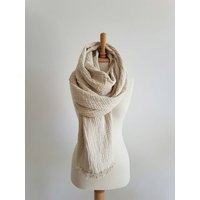 Pastel Beige Oversized Scarf - Ultrasoft Comfy Scarves Cotton Gauze Shawl Huge Travel Wrap Double Layer Soft With Fringes | Etsy (US)
