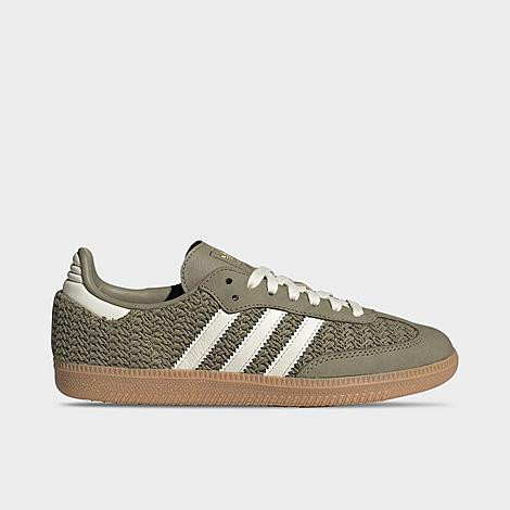adidas Women's Originals Samba OG Knit Casual Shoes in Orbit Green/Cream White/Gum Size: 5.5 | Finish Line (US)