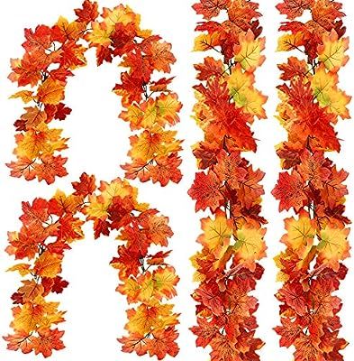 FUNARTY 4 Pack Fall Garland Autumn Maple Garland for Decorating Weddings, Festivals, Dinners, Hal... | Amazon (US)