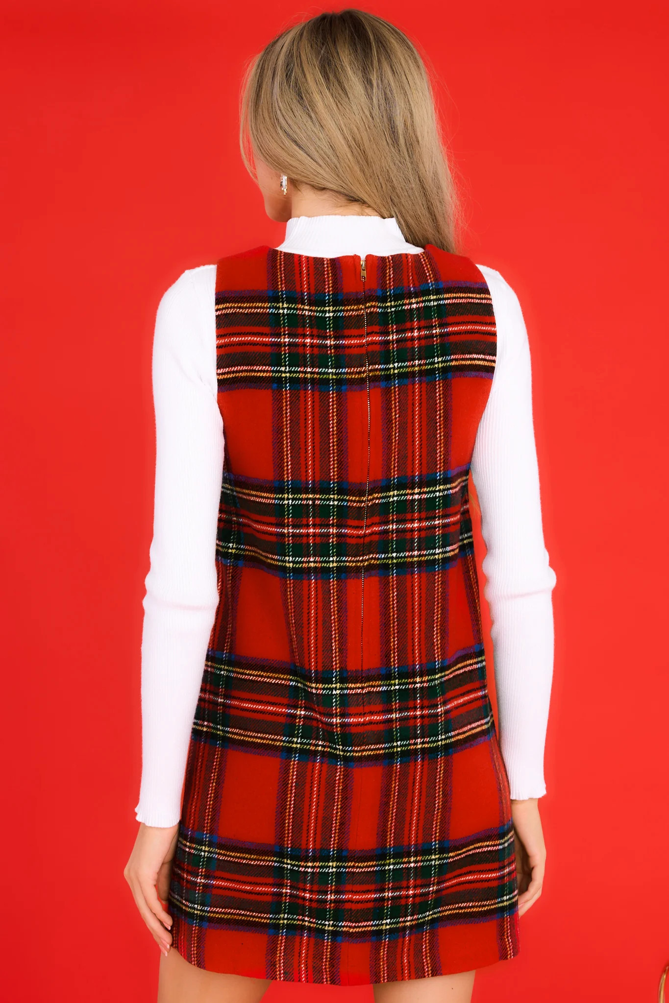 Sentimental Feeling Red Plaid Dress | Red Dress 
