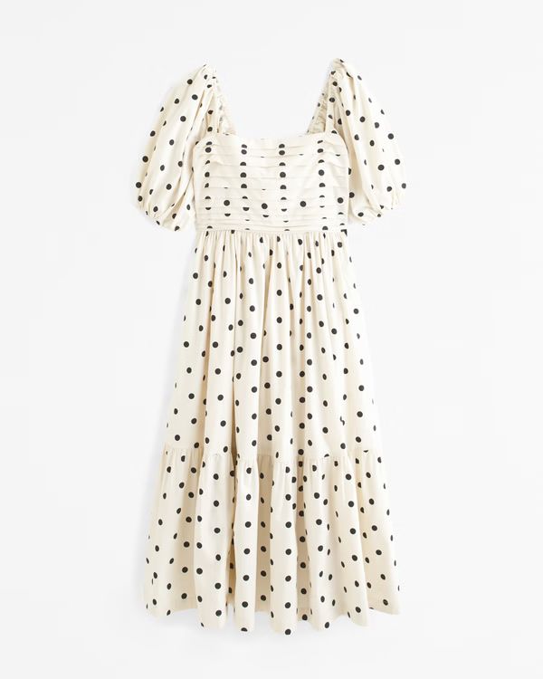 The A&F Emerson Poplin Puff Sleeve Midi Dress | Abercrombie & Fitch (US)