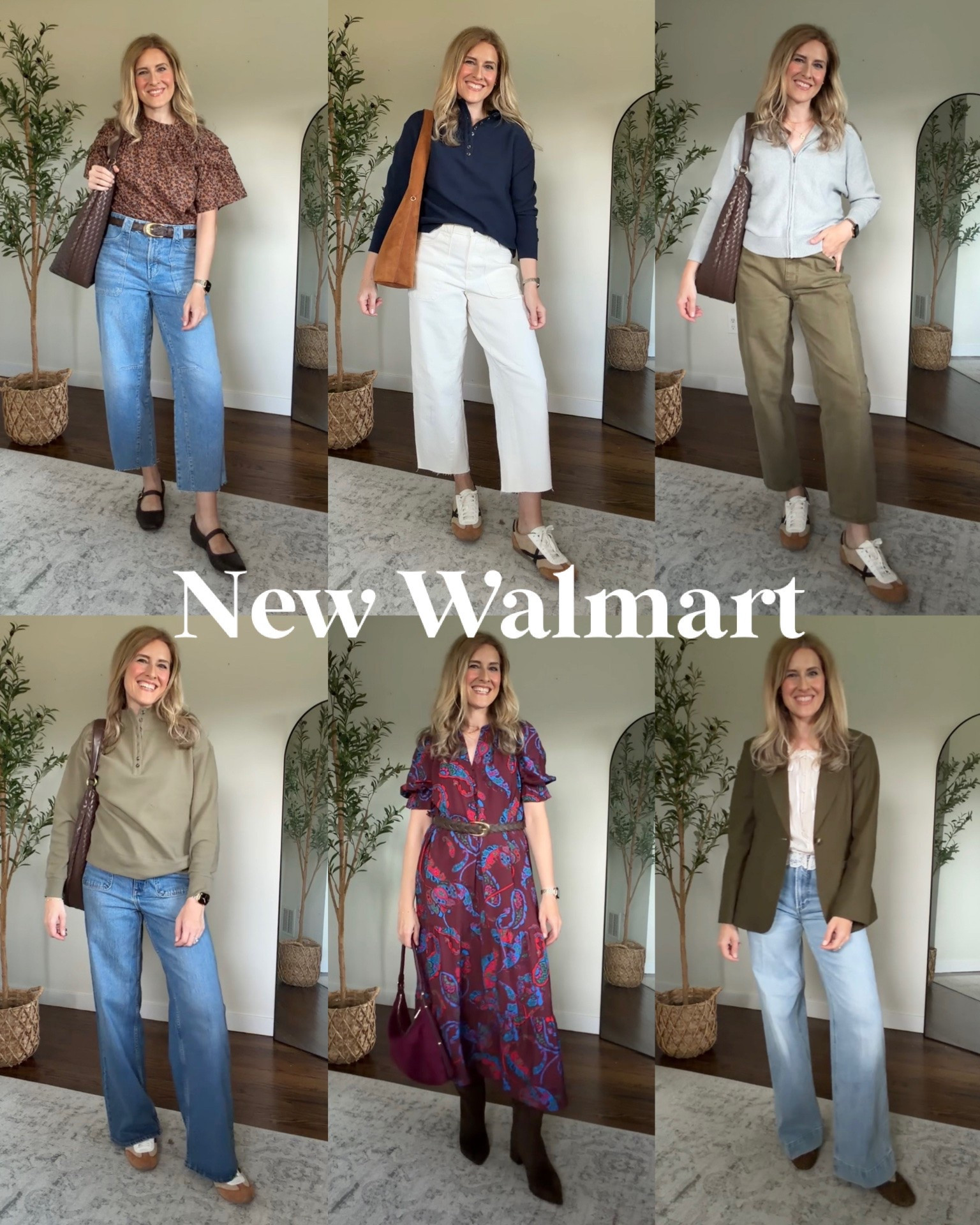 Walmart fall outfit ideas! These fit true to size, I’m a small in each. I grabbed the waffle pullovers in both the small and medium, medium is oversized. Blazer size medium, I’m 5’8”. Jeans tts 6. The olive ones are a relaxed fit. #walmartfashion

#LTKOver40