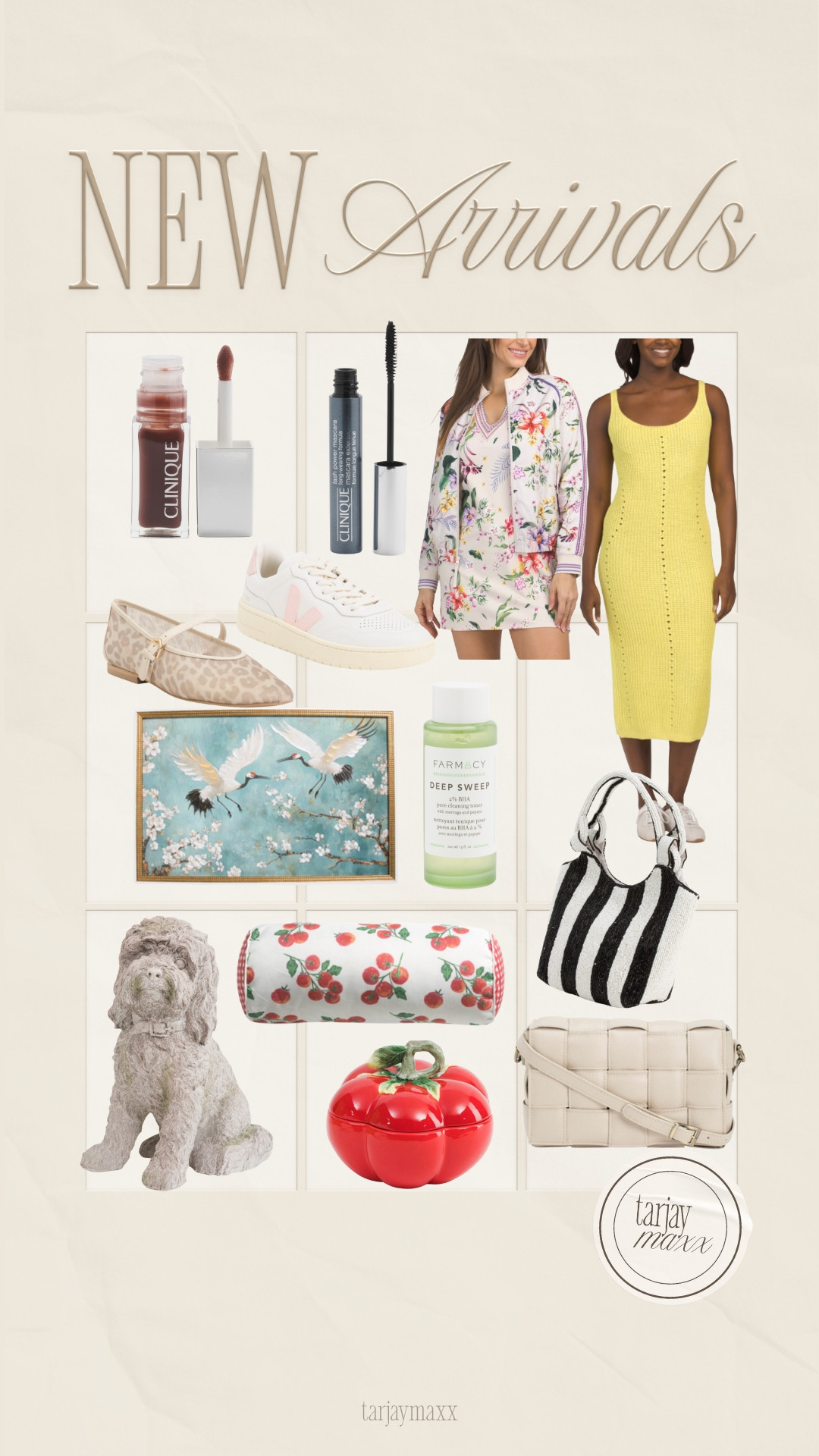 The Marshalls new arrivals section is absolutely elite right now! 🛍️✨ I found so many viral beauty favorites like the Farmacy Deep Sweep toner and the iconic Clinique lip gloss—honestly such a steal. That yellow crochet Spiritual Gangster dress and the striped bag are basically begging to be packed for a getaway! ☀️ Plus, finding Veja sneakers at Marshalls? A literal dream. date night outfits, accolade crew neck pullover, satin effect wrap blouse, super bowl hosting, dark wash denim, brooch, lace trim, chocolate brown outfit, romantic knits, valentines day outfit women, analog hobbies, Marshalls finds, Marshalls haul, beauty favorites, Farmacy toner, Clinique Black Honey, Veja sneakers, crochet dress, vacation style, spring transition, viral beauty, designer dupes, affordable luxury, shop with me, LTKbeauty 

 #LTKSeasonal #LTKOver40 #LTKTravel