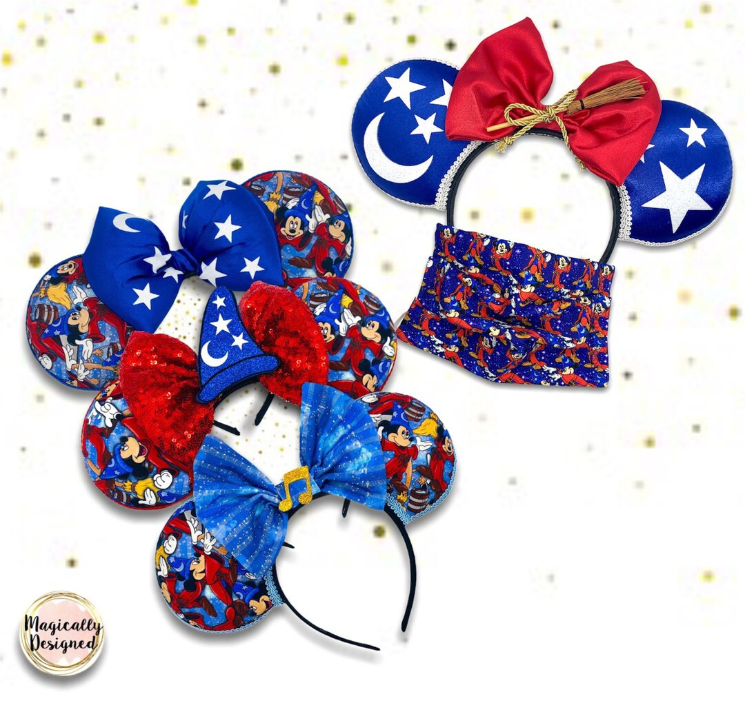 Fantasmic Disney Ears, Fantasia Disney Ears, Matching Ears and Mask, Minnie Mouse Ears, Sorcerer ... | Etsy (US)