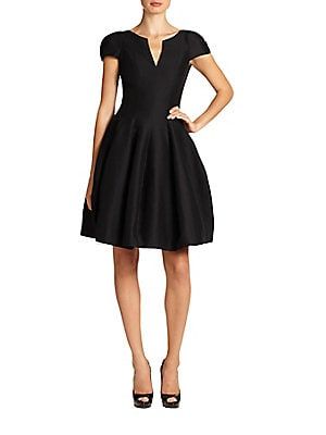 Halston Heritage Women's Cap-Sleeve Sateen Dress - Black - Size 0 | Saks Fifth Avenue