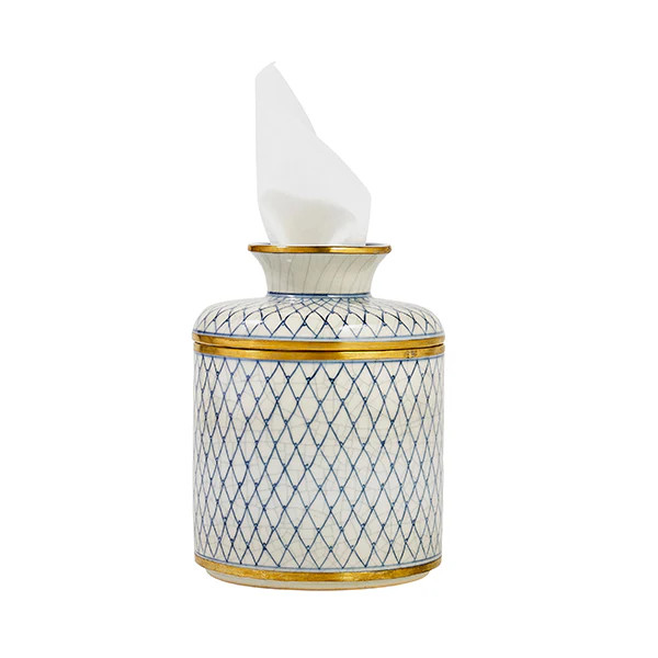 Blue Trellis Porcelain Tissue Holder | Caitlin Wilson Design