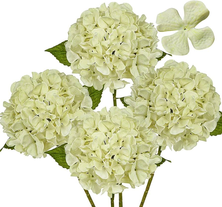 DILATATA 4 Pcs Dried Touch Hydrangeas Artificial Flowers 17" Tall Large Silk Hydrangea Stems Fake... | Amazon (US)