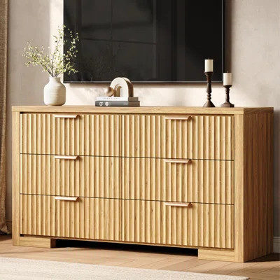 6-Drawer 54''Wide Dresser, Modern Wood Chest Of Drawers TV Stand, Storage Dresser Organizer For Living Room Hallway | Wayfair North America