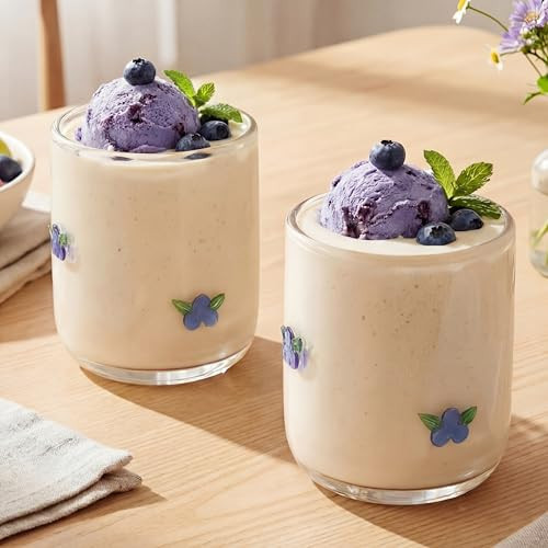 SiliFine 2 Pcs Blueberry Icon Juice Glasses - 14oz Blueberry Stemless Wine Drinking Coffee Glass Cup for Fruit Party Supplies & Gift | Amazon (US)