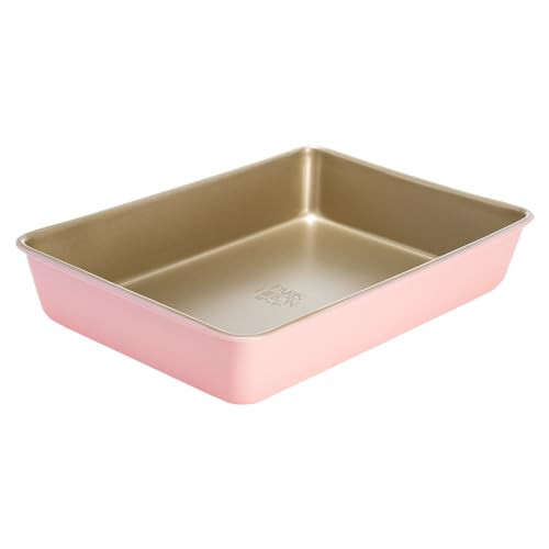 Paris Hilton Nonstick Carbon Steel Bakeware Collection, 13-Inch x 9-Inch Multipurpose Pan, Dishwasher Safe, Made without PFOA and PFAS, Pink Champagne Two-Tone | Amazon (US)