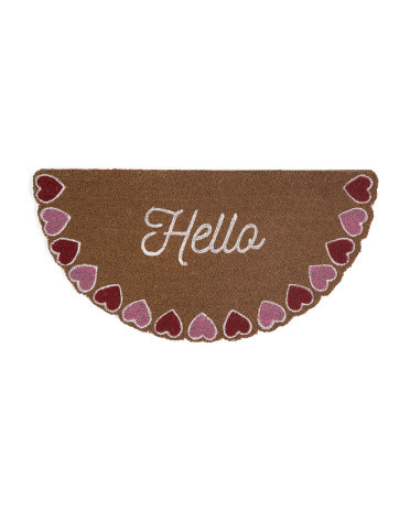 20x40 Coir Hello Heart Half Moon Doormat | TJ Maxx