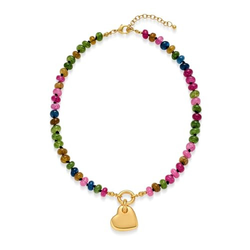 CLASSYZINT Gemstone Necklace for Women Rainbow Bead Necklaces Colorful Beaded Necklace Statement Necklace Trendy Jewelry | Amazon (US)