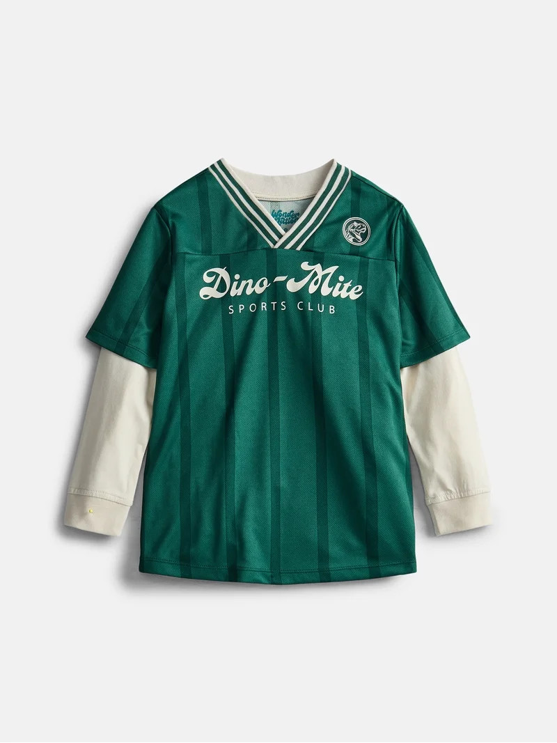 Wonder Nation Little Boys Soccer Jersey Tee with Long Sleeves, 2 Piece, Sizes 4-10 | Walmart (US)