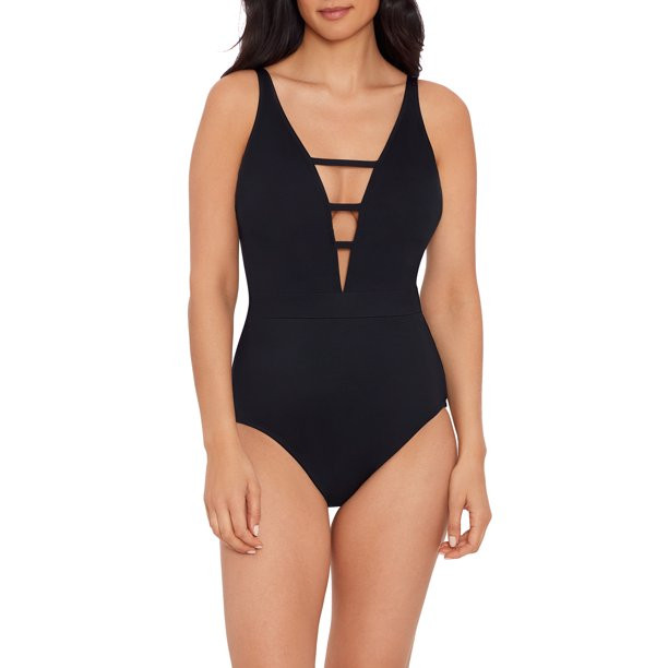Time and Tru Women’s V Strappy Front One Piece Swimsuit | Walmart (US)