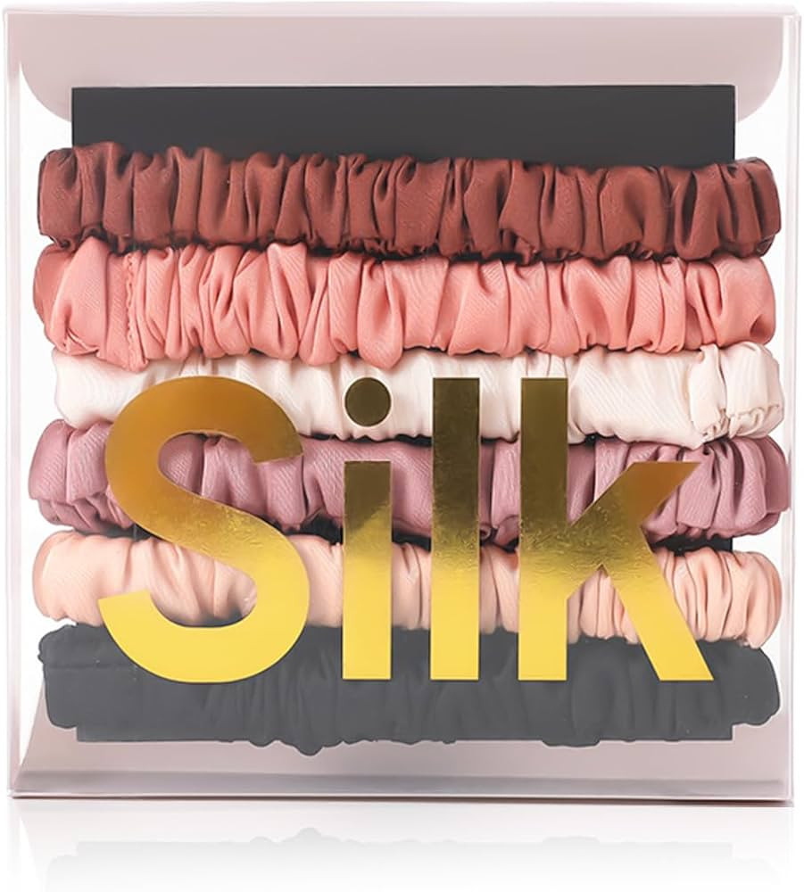 6PCS Silk Scrunchies for Hair, 100% Mulberry Silk Hair Ties, Scrunchies for Women Girls, Elastic ... | Amazon (US)