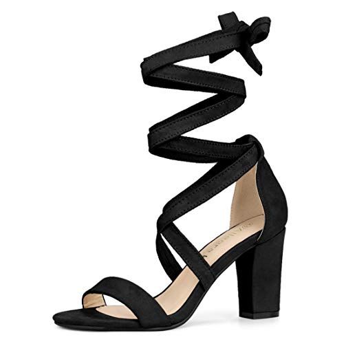 Allegra K Women's Lace Up Block Heels Sandals | Amazon (US)