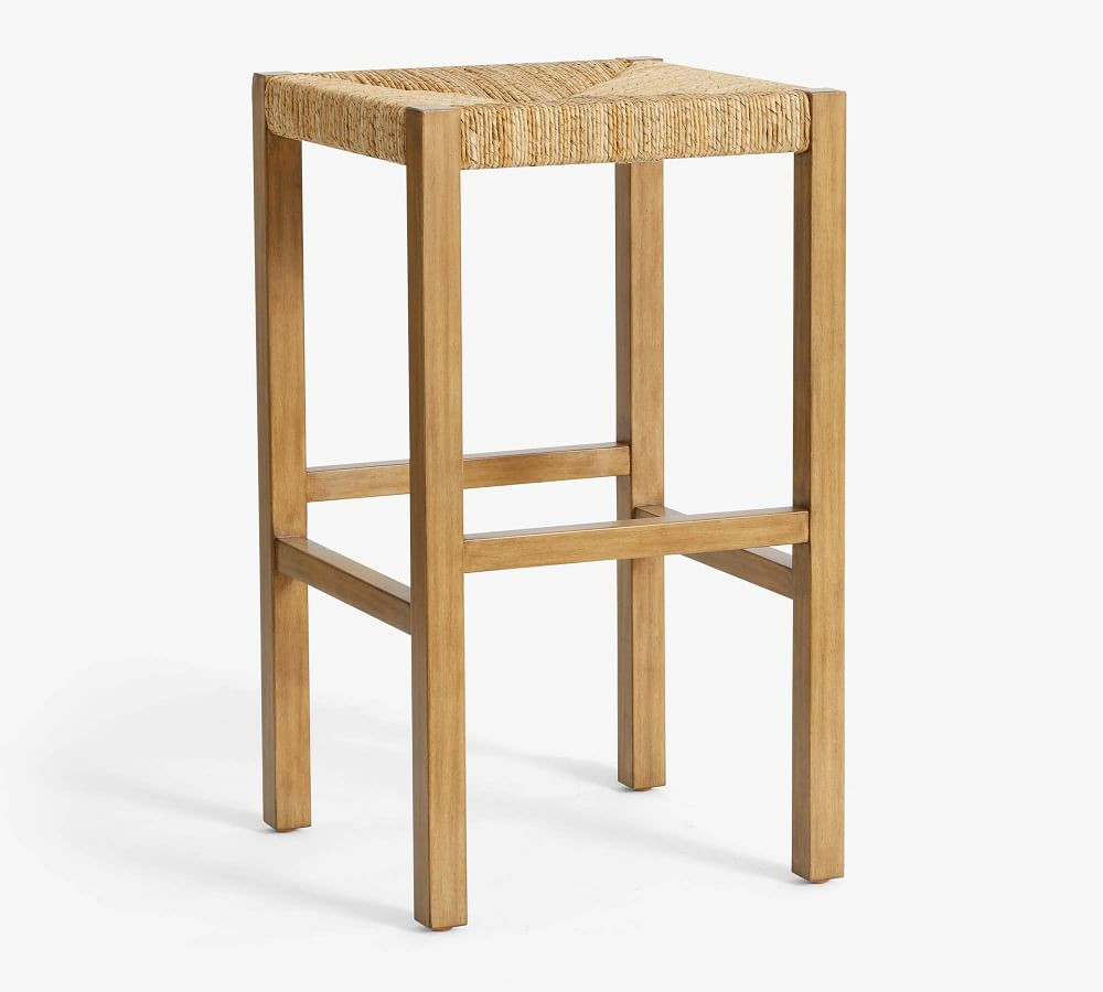 Malibu Woven Backless Barstool, Honey | Pottery Barn (US)