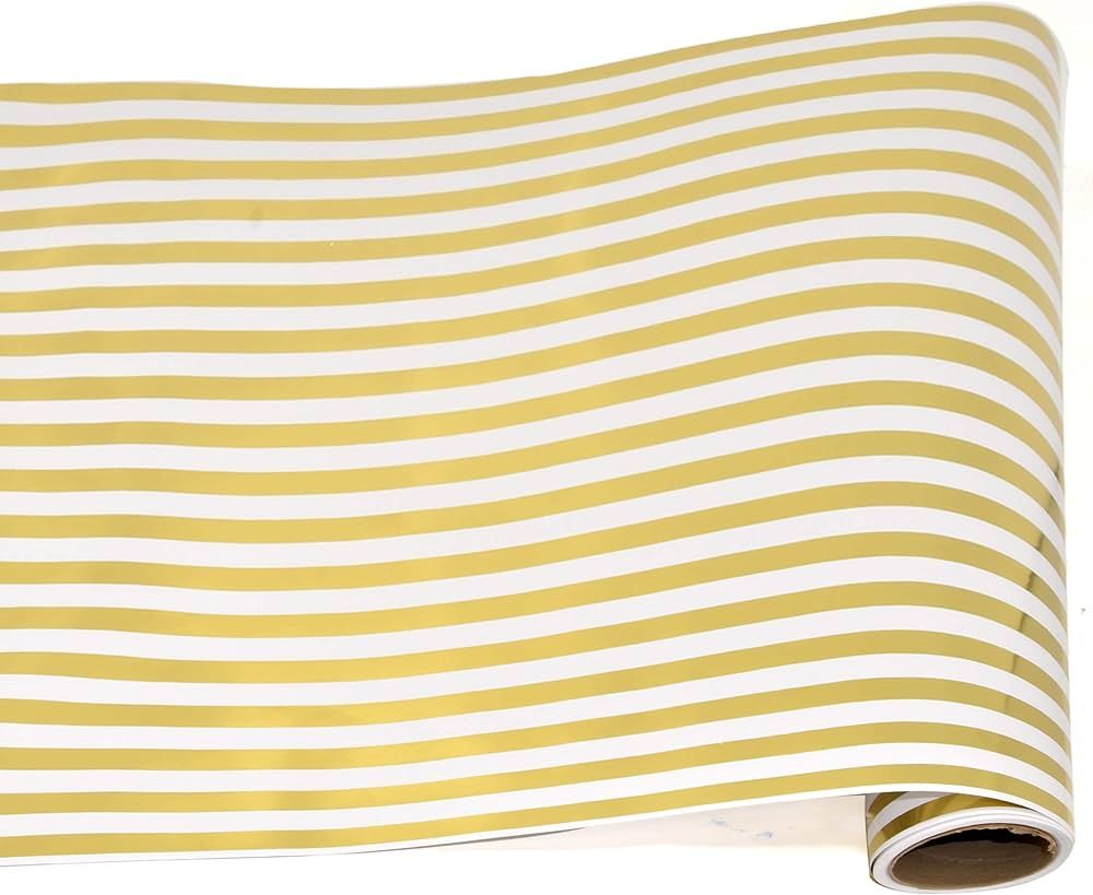 Wrapping Paper Roll Gold Foil Stripe on White Mini Roll Metallic Gold Striped Gift Wrap for Birth... | Amazon (US)