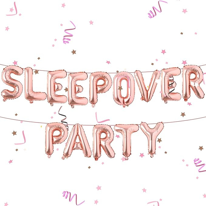 Sleepover Party Supplies for Girls - Rose Gold Sleepover Party Decorations Balloon Banner Set Sle... | Amazon (US)