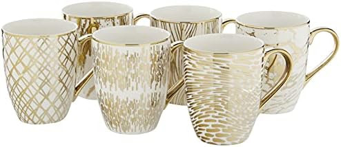 Certified International 26540SET6 Matrix 16 oz. Gold Plated Mugs, Set of 6, 5" x 3.25" x 4.5", Mu... | Amazon (US)