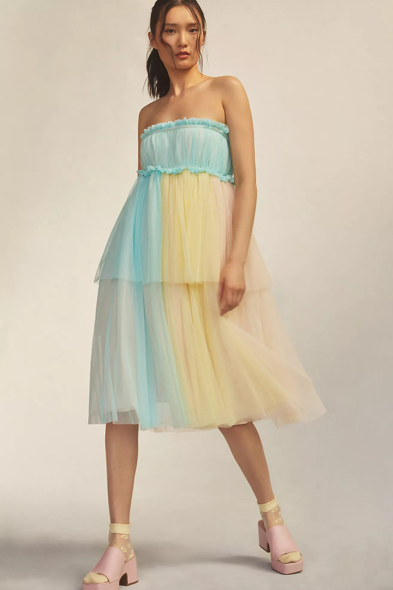 Pernille Rosenkilde Strapless Tiered Tulle Dress | Anthropologie (US)