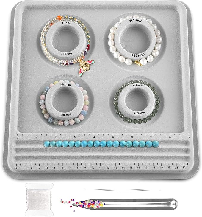 hobbyworker The Bead Boards Bracelet Sizer Measurement Tool 4 Round Grooves for Jewerly Bracelets... | Amazon (US)