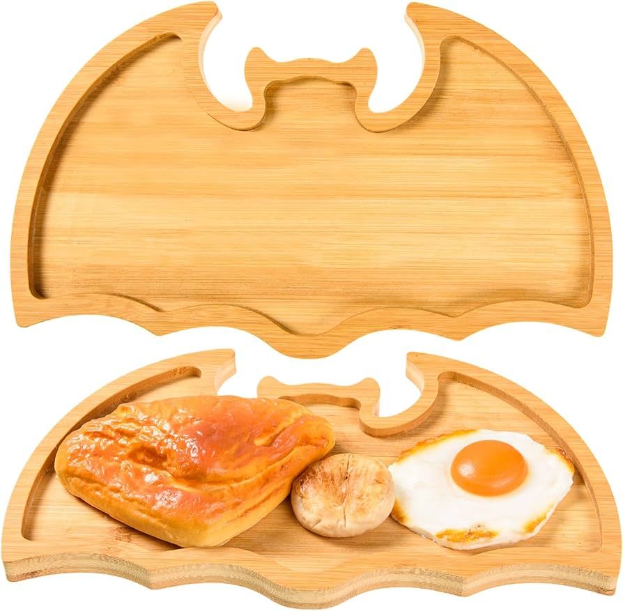 AWIZOM 2 Pcs Halloween Bat Wooden Serving Platters Bat Shaped Bamboo Serving Trays Wooden Charcut... | Amazon (US)