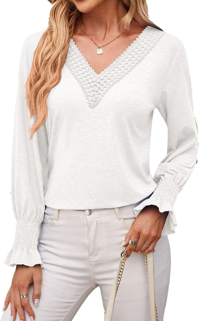 Women Blouse Wide Application Polyester Good Clothes SkinFriendly Women's Long Sleeve Top Matchin... | Amazon (US)