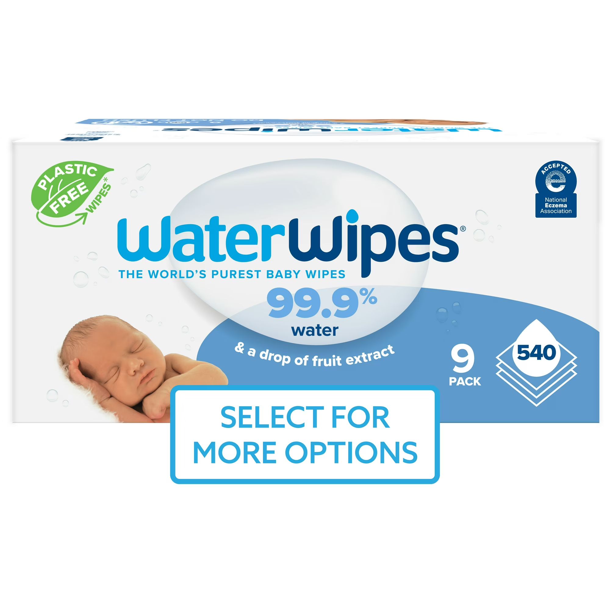 WaterWipes Plastic-Free Original 99.9% Water Based Baby Wipes, Fragrance-Free for Sensitive Skin,... | Walmart (US)