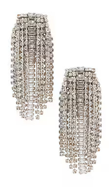 Anton Heunis Omega Clasp Chandelier Brooch Earrings in Crystal & Silver from Revolve.com | Revolve Clothing (Global)