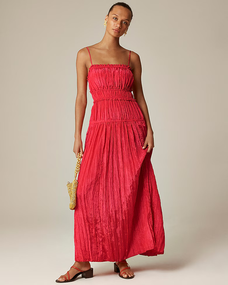 Crinkled ruffle-trim dress | J. Crew US