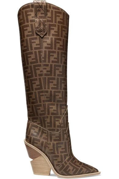 Logo-print coated-canvas knee boots | NET-A-PORTER (US)