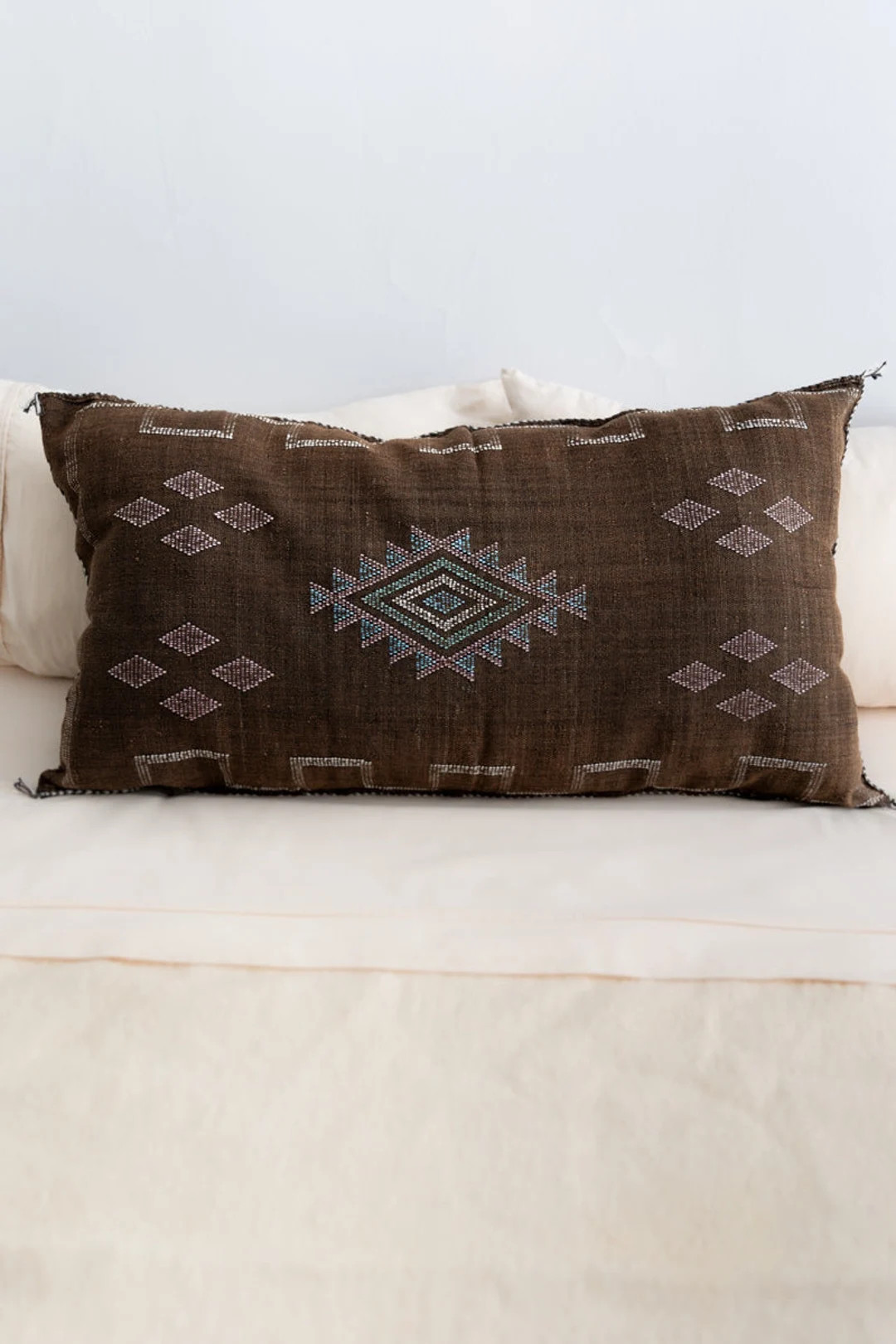 Dark Chocolate Brown Moroccan Sabra Lumbar Pillow 25 - Etsy | Etsy (US)