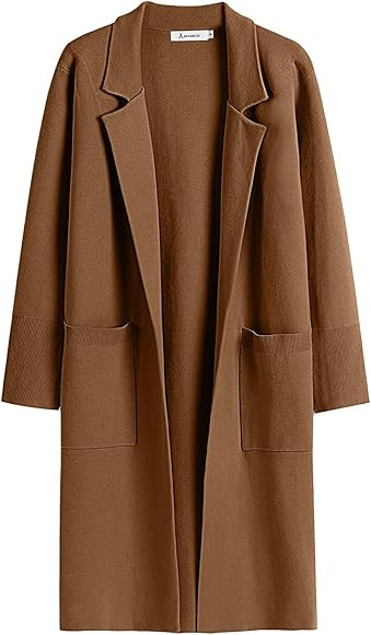 ANRABESS Cardigan for Women Oversized Open Front Sweater Coat Long Sleeve Lapel Blazer Jacket Fal... | Amazon (US)