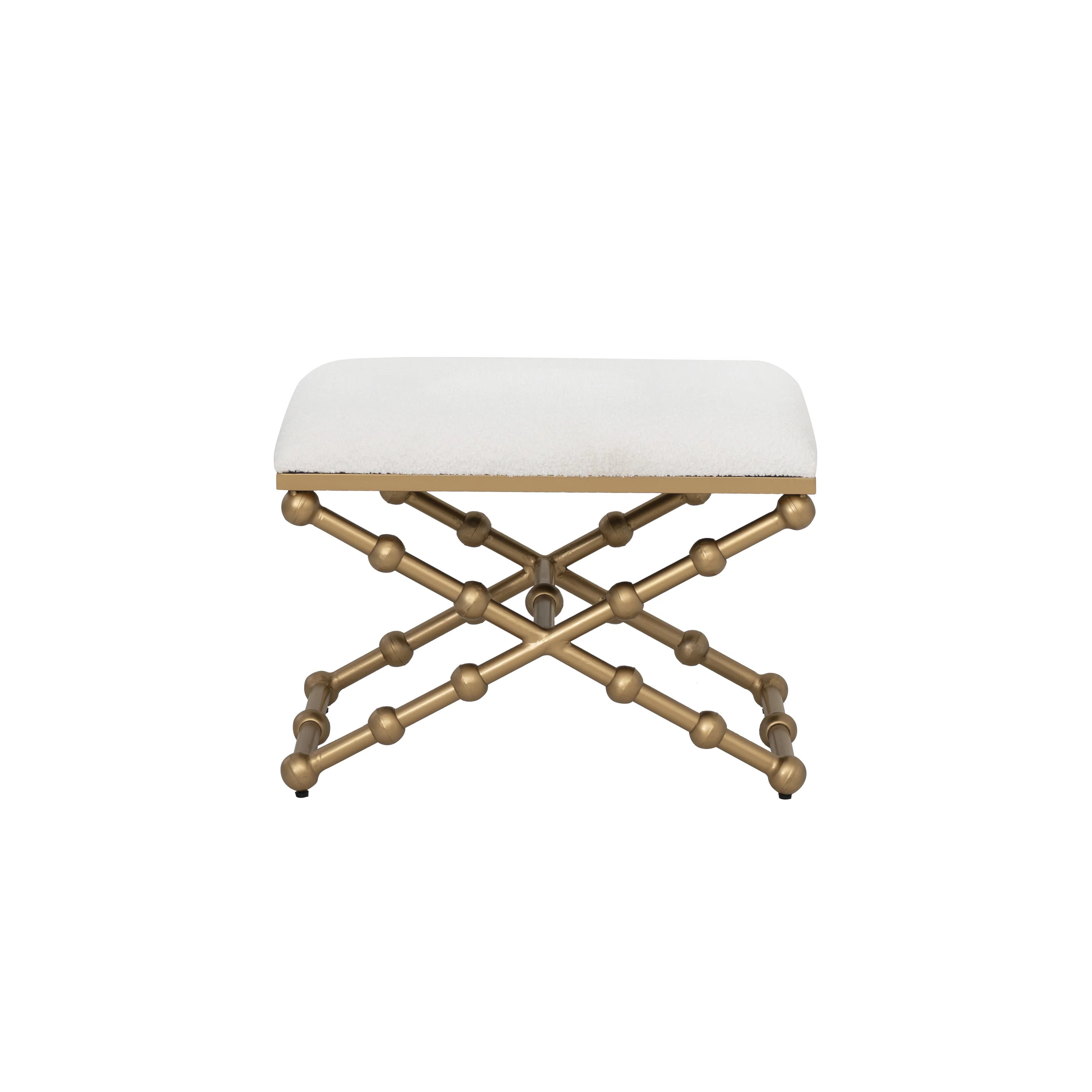 Pippa Cream Boucle Gold Sphere Stool | Wayfair North America