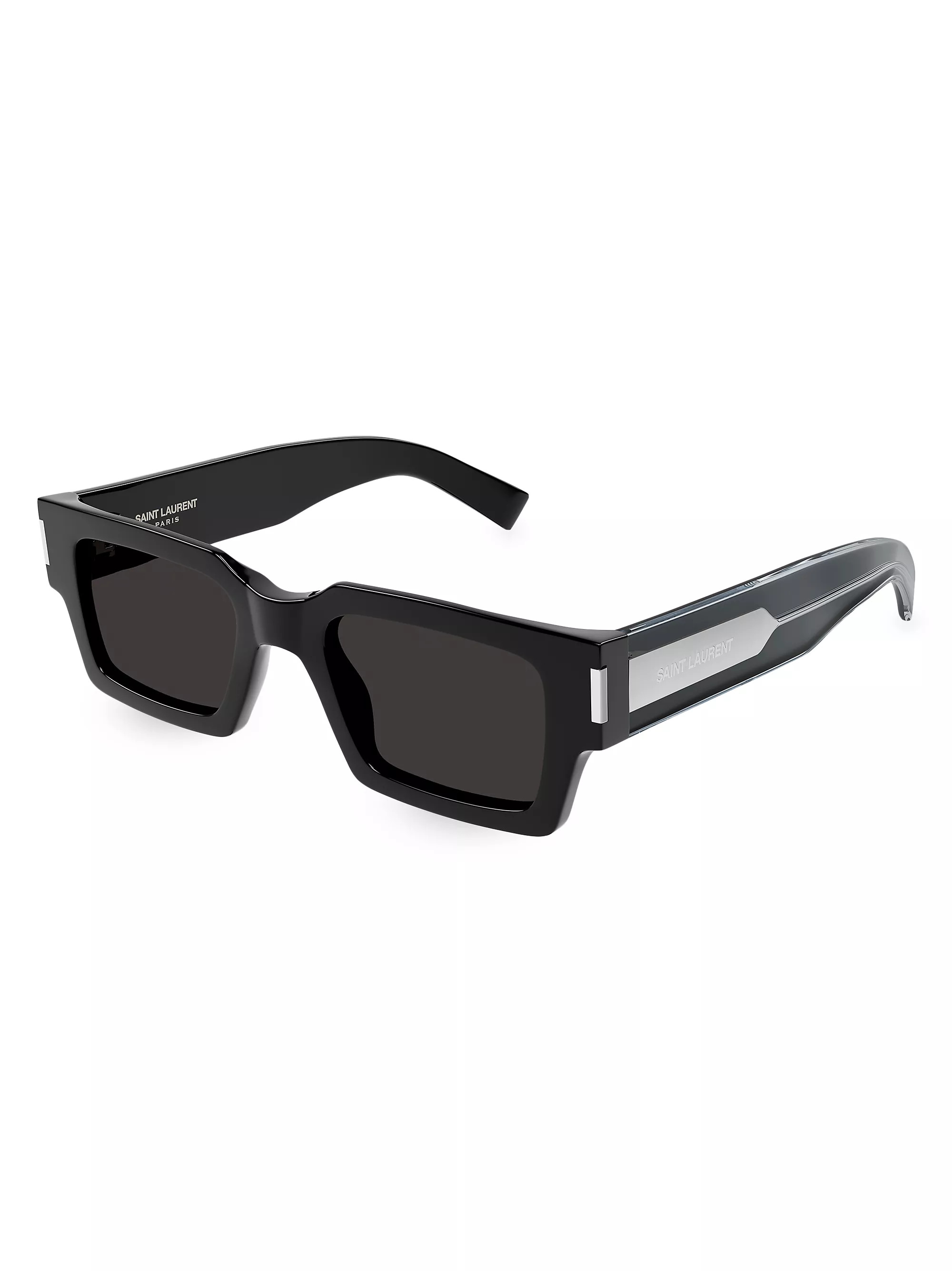 Shop Saint Laurent Naked Wirecore 50MM Rectangular Sunglasses | Saks Fifth Avenue | Saks Fifth Avenue