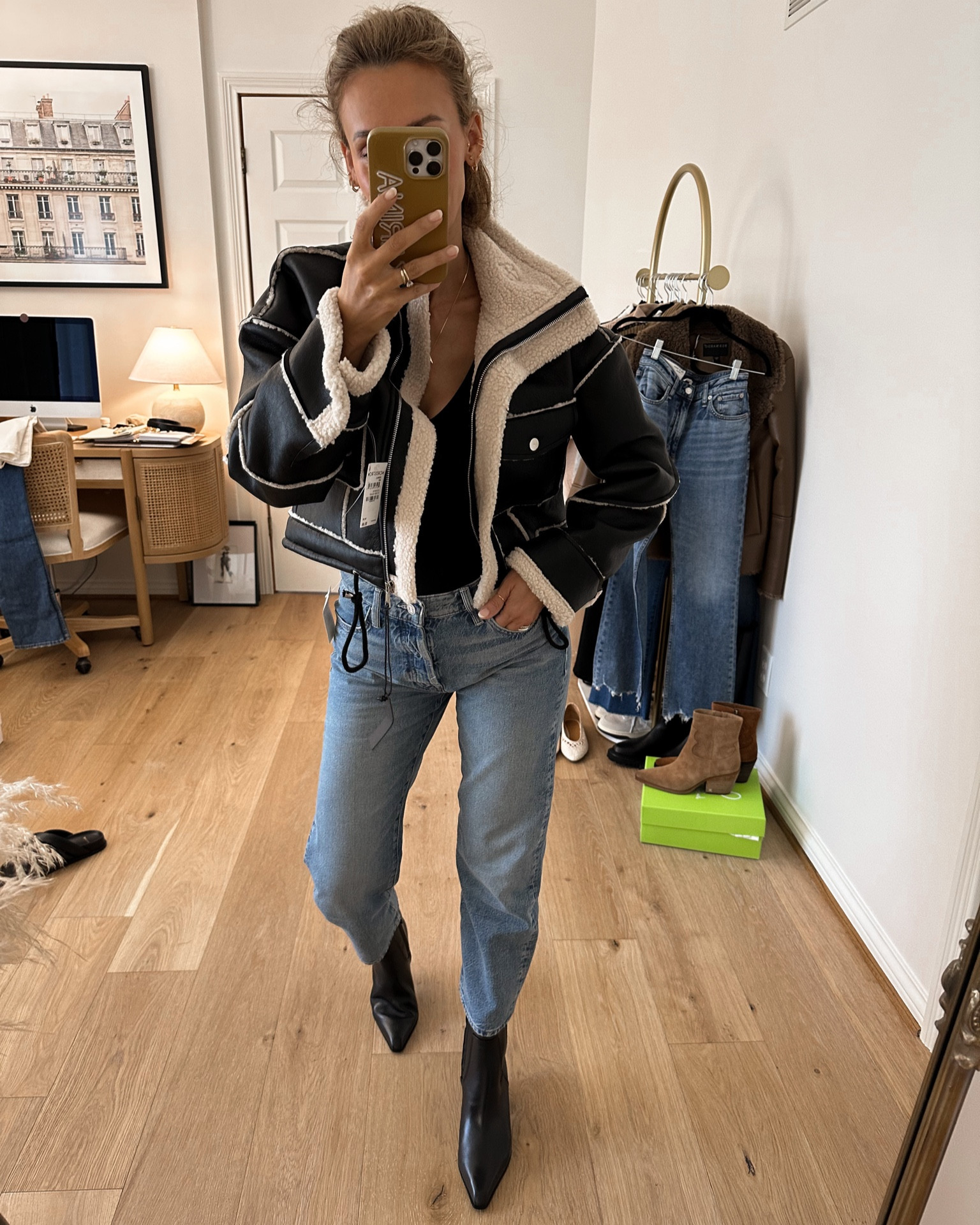 Nsale finds! Faux leather and sharping jacket xs
Mother straight leg jeans tts/25
Sarto boots tts

#LTKshoecrush #LTKxNSale #LTKstyletip